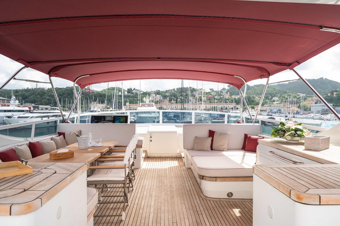 a room with a view of a city and a large body of water aboard JASMINE LUNA Yacht for Sale