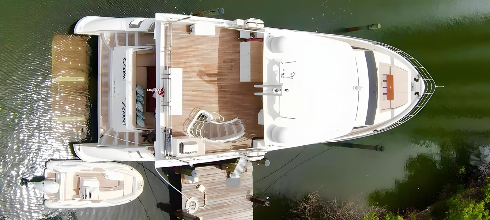 a house with a large white screen aboard OUR TIME Yacht for Sale