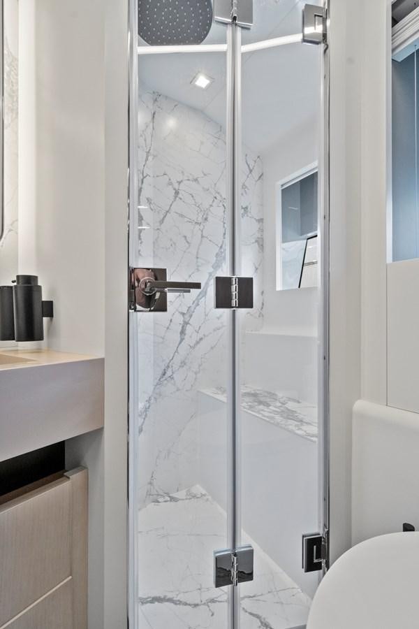 a shower unit in a bathroom aboard SAN PEDRO Yacht for Sale
