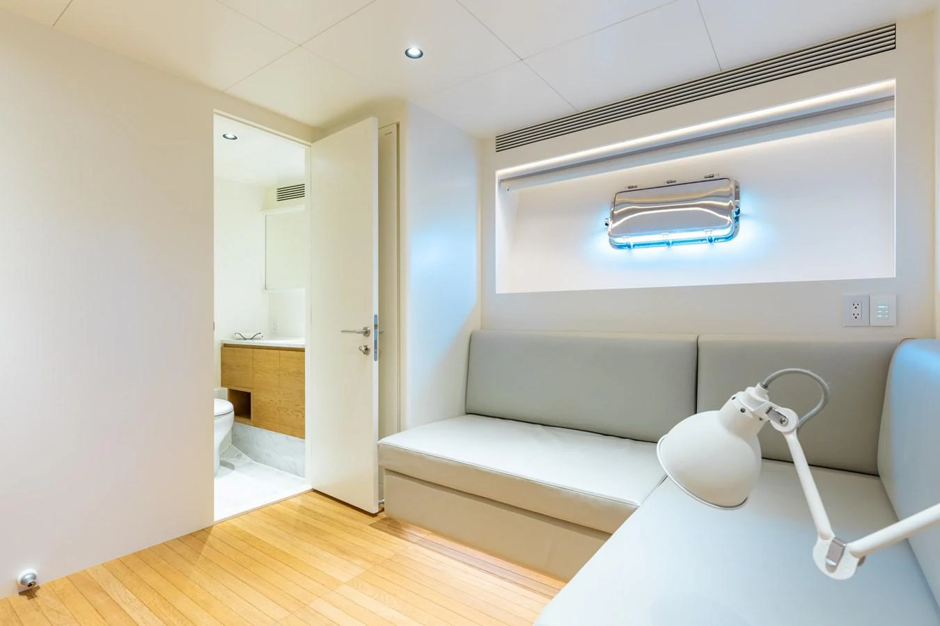 a room with a couch and a table aboard ADAGIO Yacht for Sale