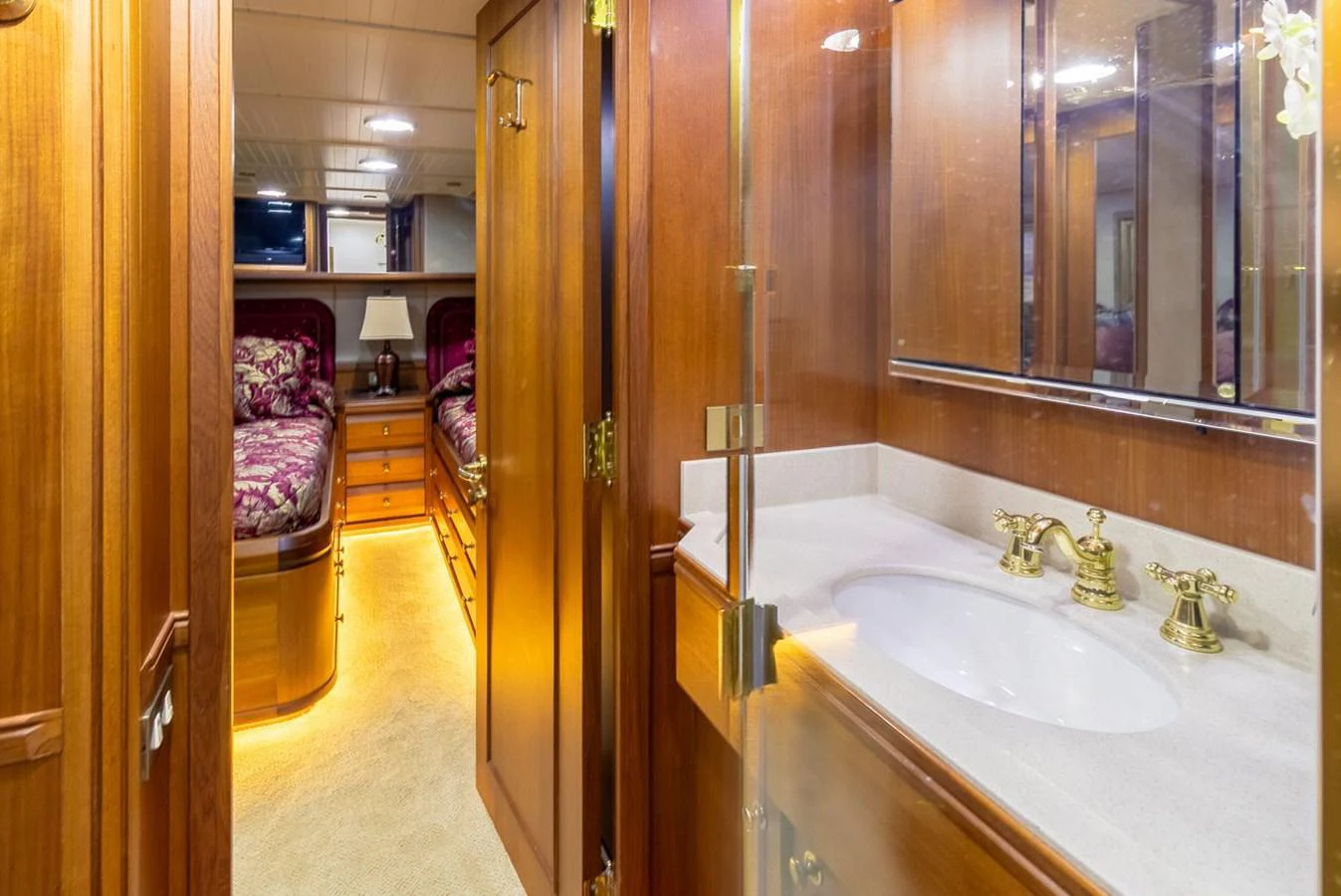 a bathroom with a bathtub and sink aboard CHAIRMAN Yacht for Sale