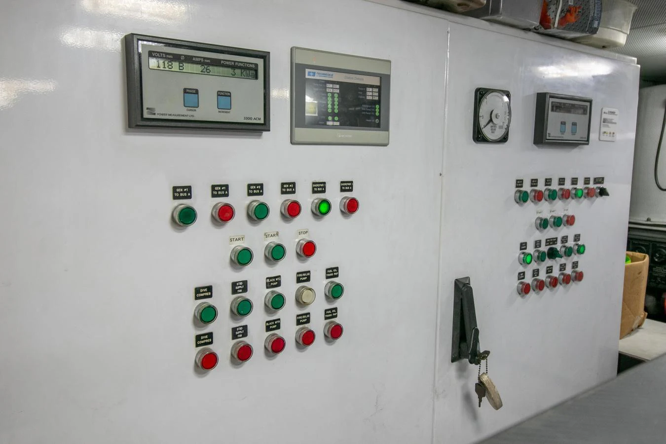 a white board with many buttons aboard CHAIRMAN Yacht for Sale