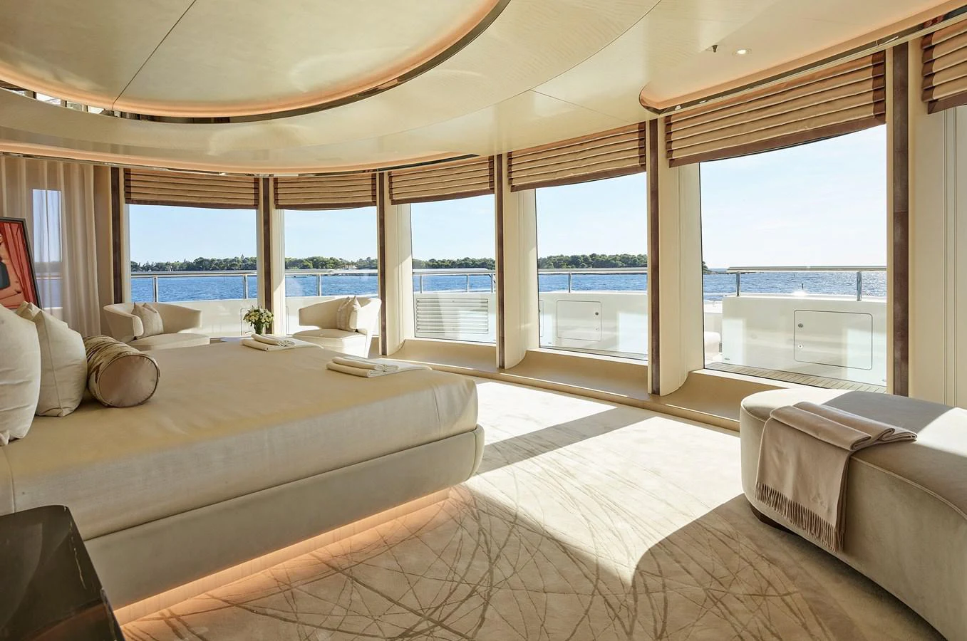 a room with a large window and a view of the ocean aboard NEW SECRET Yacht for Sale