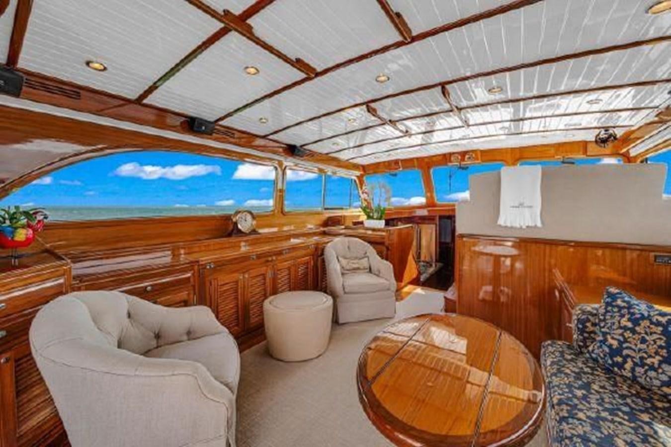 a room with a view of the ocean and the deck aboard TRUANT Yacht for Sale