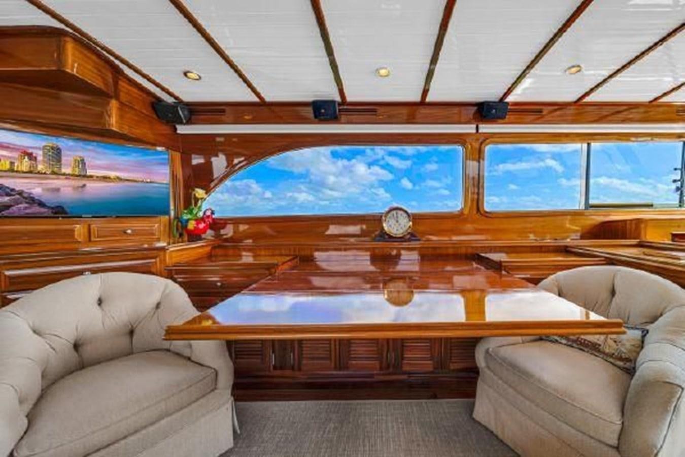 a room with a couch and a tv on the wall aboard TRUANT Yacht for Sale