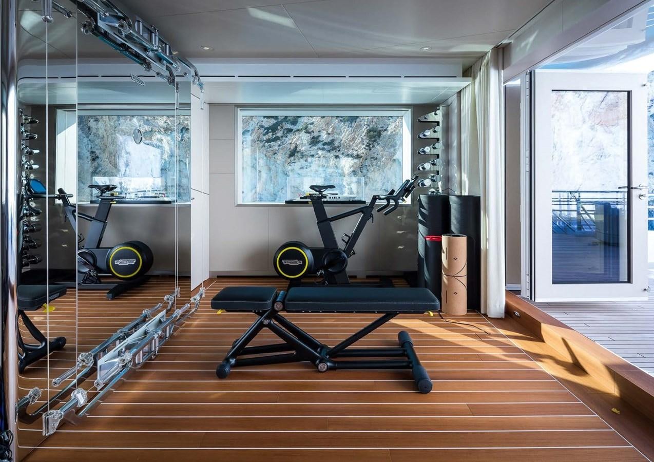 a gym with exercise equipment aboard STELLA MI Yacht for Sale