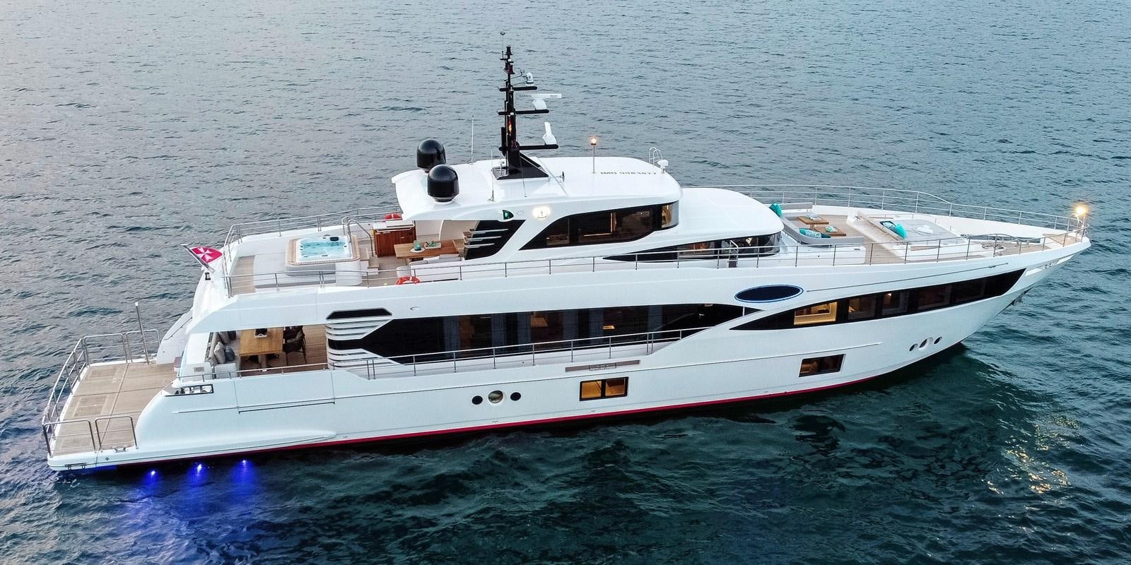 a large white yacht in the water aboard NIXTUN Yacht for Sale