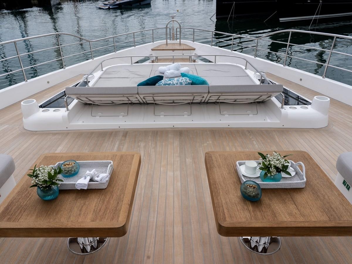 a bed on a table aboard NIXTUN Yacht for Sale