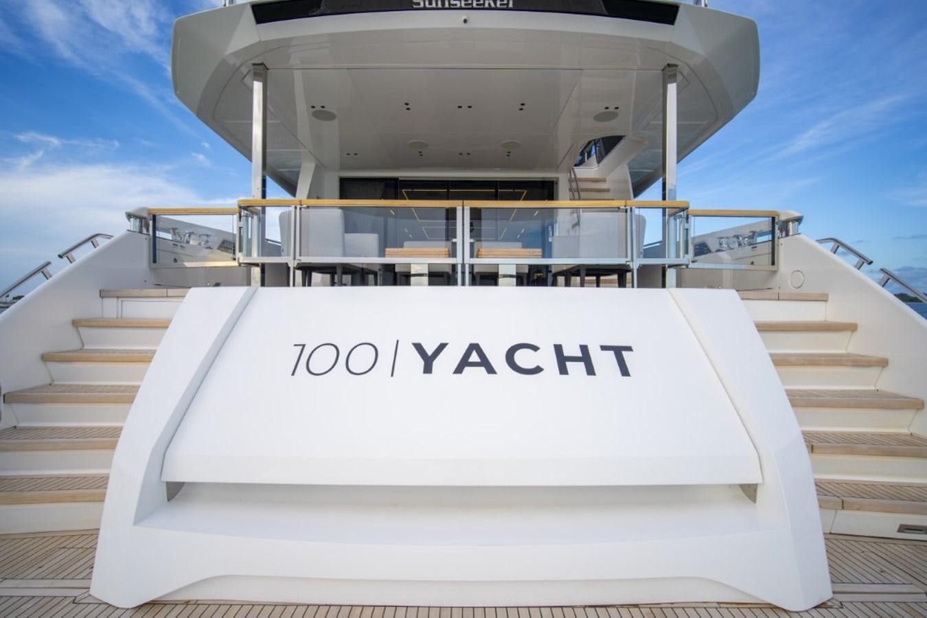 a white sign on a white boat aboard SUNSEEKER 90/25 Yacht for Sale