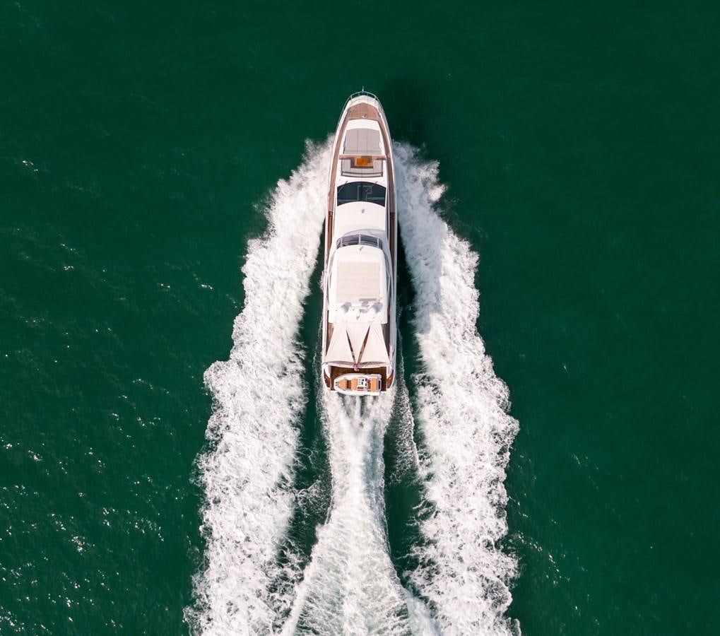 a white and red boat on water aboard 80 AZIMUT Yacht for Sale