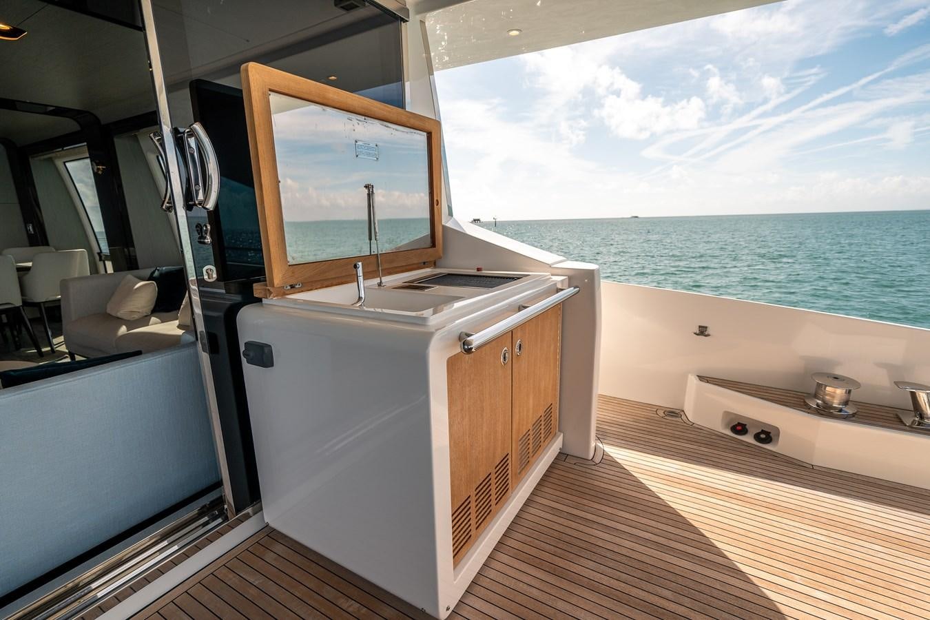 a kitchen with a large tv aboard 80 AZIMUT Yacht for Sale