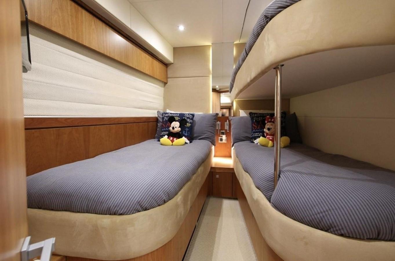 a room with beds and a slide aboard SUNSEEKER 74 2012 SEA C Yacht for Sale