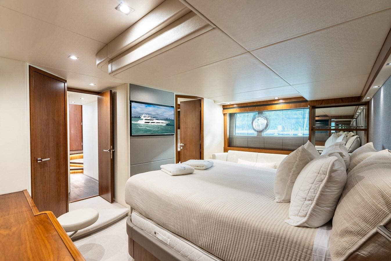 a bed in a room aboard SHANTI Yacht for Sale