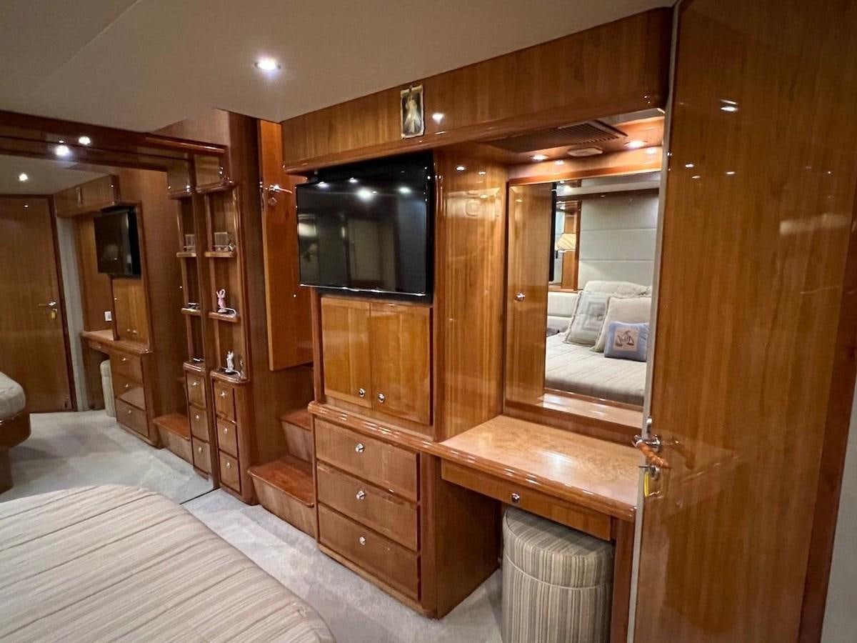 a bathroom with a large mirror aboard BEACH BUM Yacht for Sale