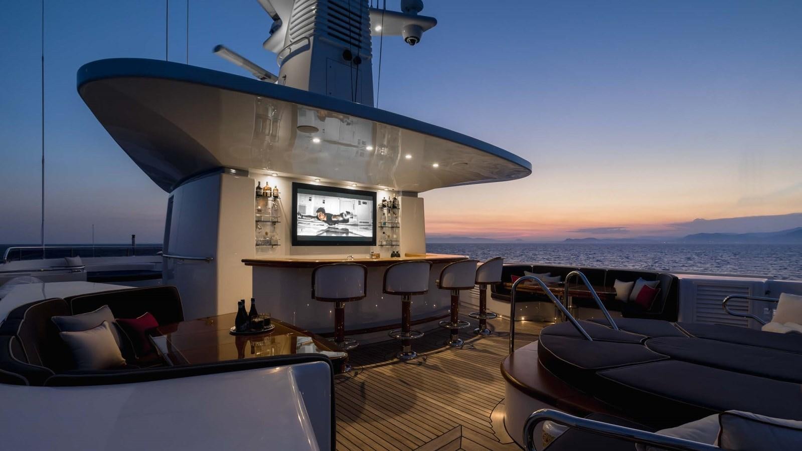 a boat on a deck aboard OLYMPUS Yacht for Sale