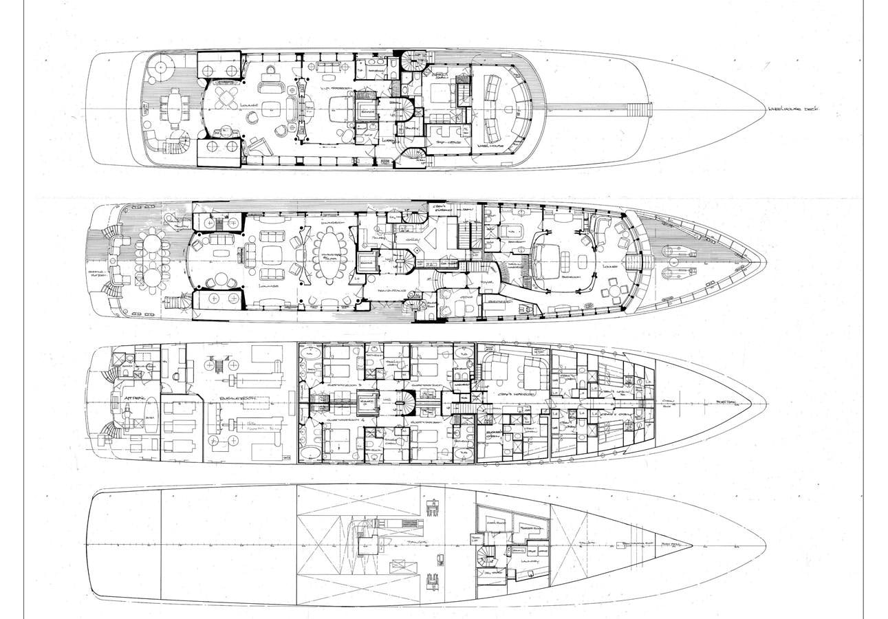 diagram, engineering drawing aboard OLYMPUS Yacht for Sale