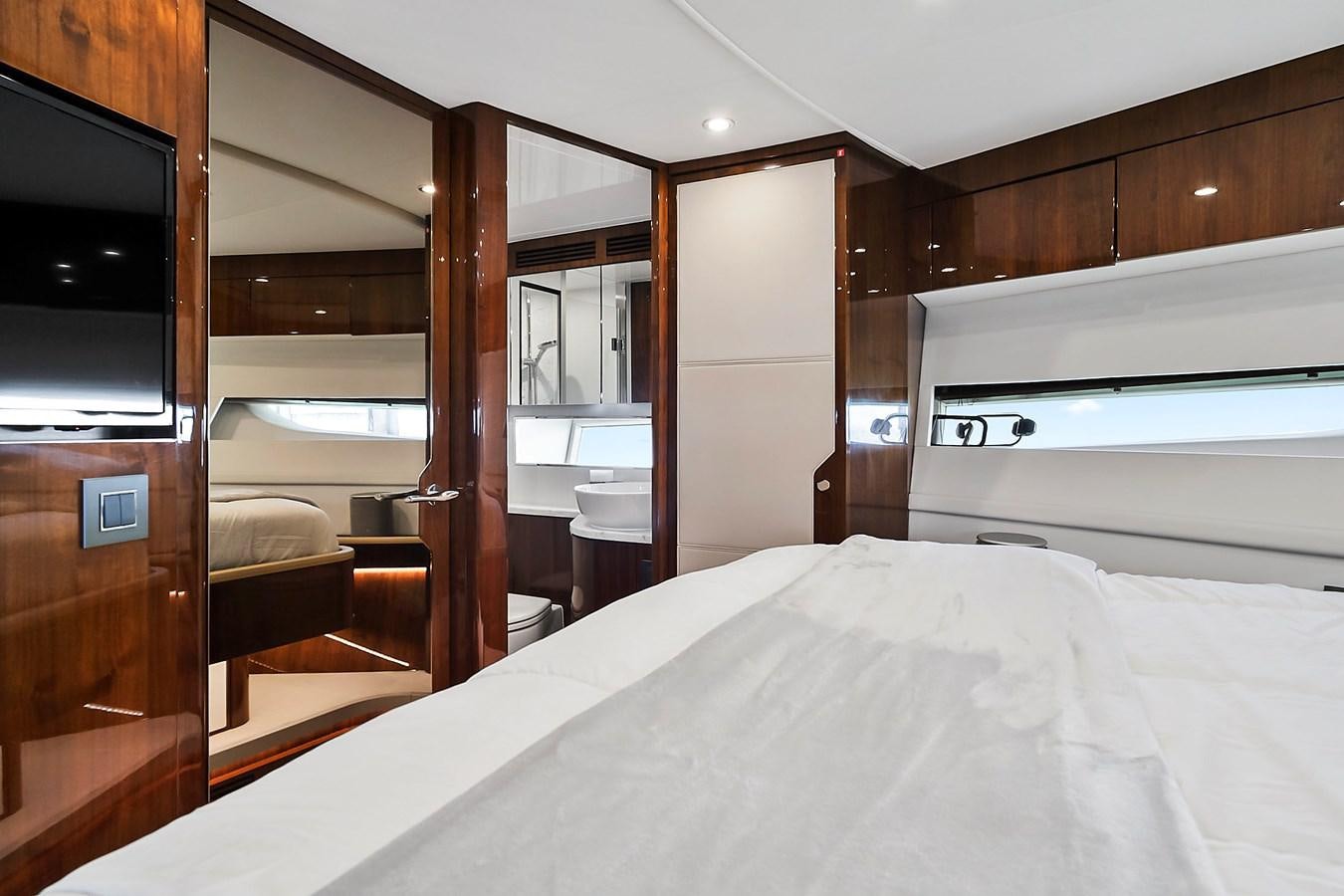 a bed in a room aboard RAW WAVE Yacht for Sale