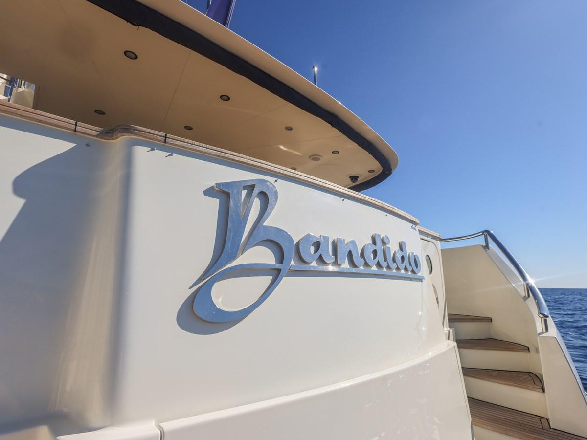 a sign on a building aboard BANDIDO I Yacht for Sale