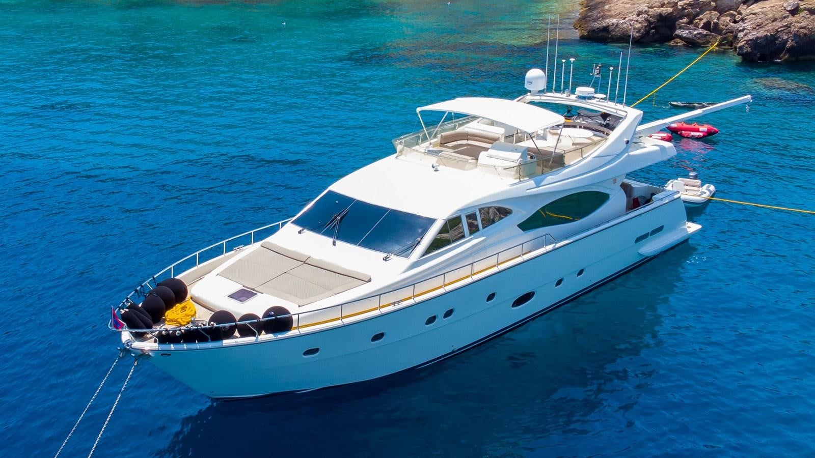 a white boat in the water aboard SOFIA D Yacht for Sale