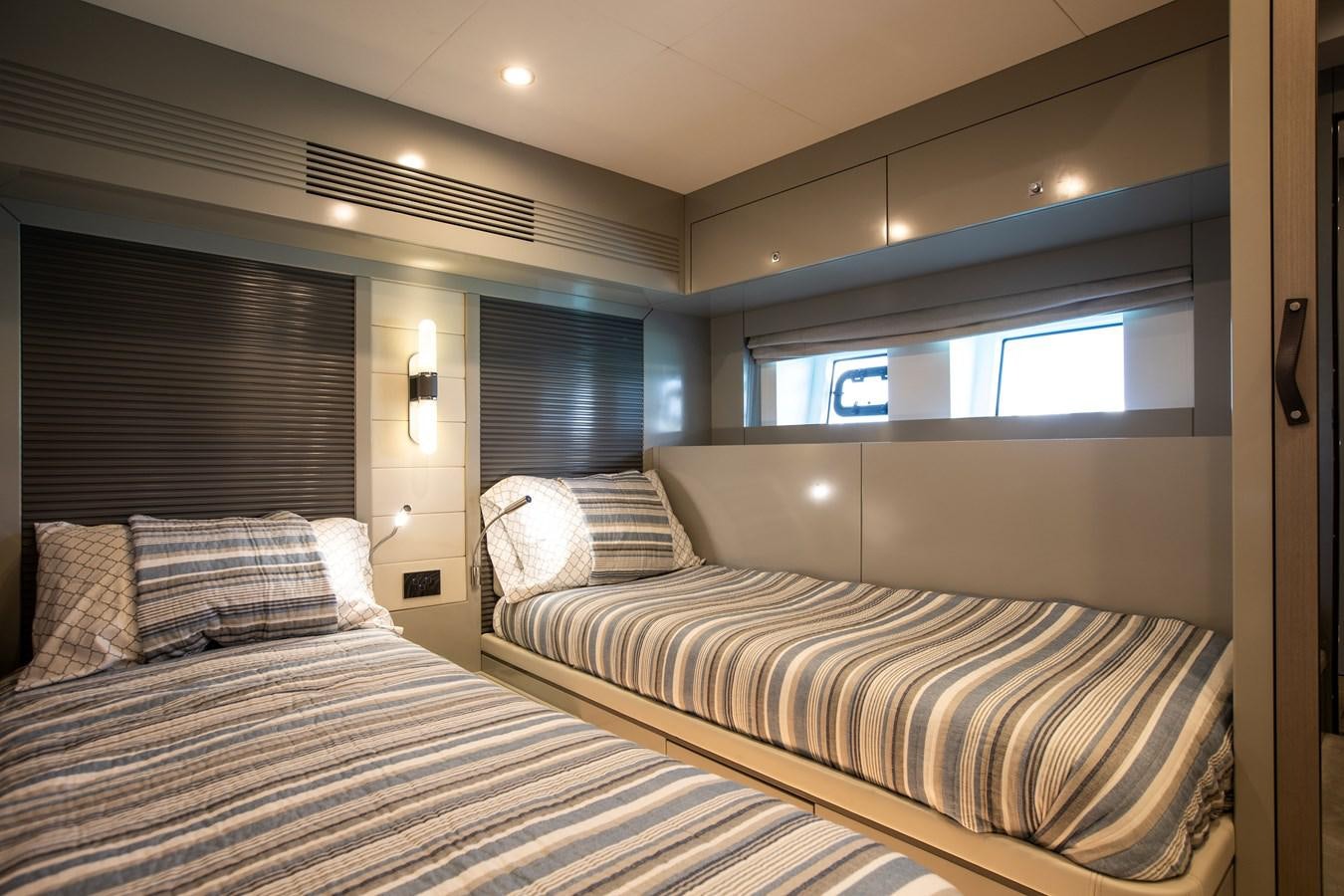 a room with two beds aboard MY LADY Y Yacht for Sale