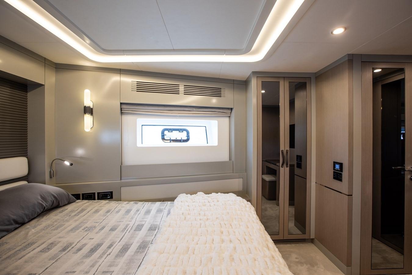 a bed in a room aboard MY LADY Y Yacht for Sale