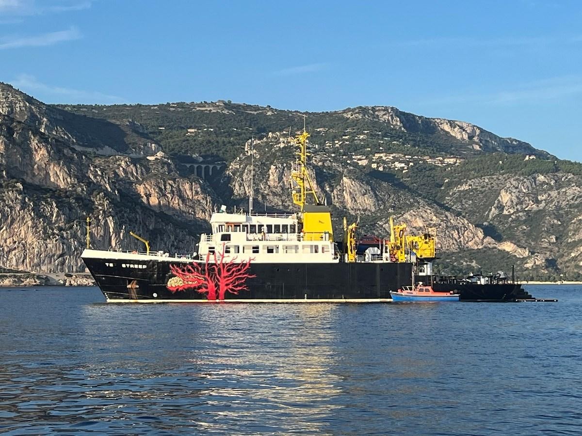 a large ship in the water aboard TE STREEP Yacht for Sale