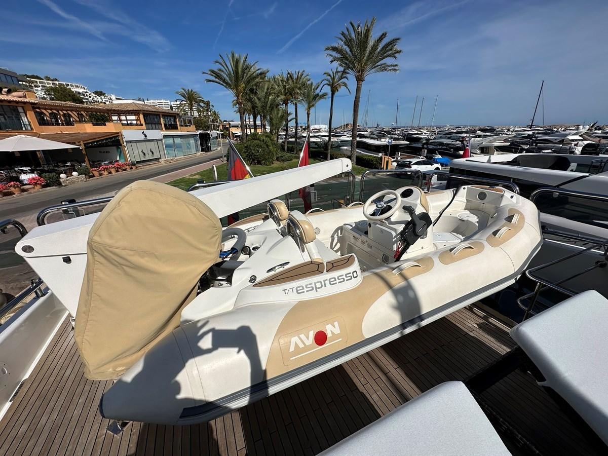 a boat with a canopy aboard ESPRESSO Yacht for Sale