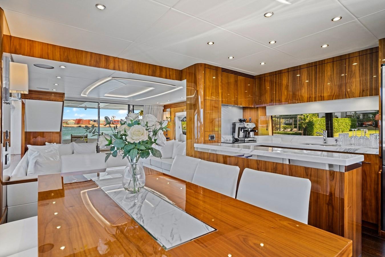 a modern looking living room aboard MISTY K Yacht for Sale