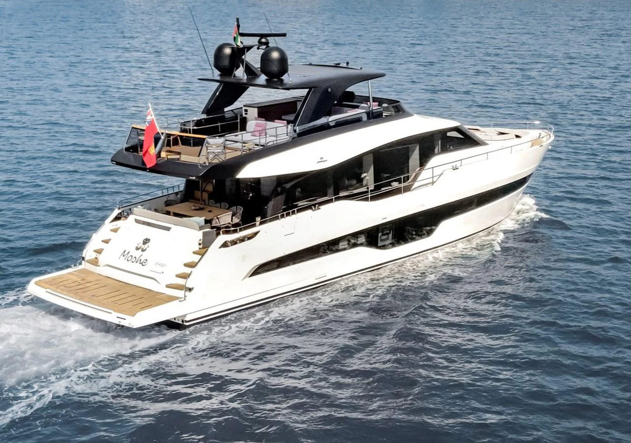 a boat with a drone on it aboard MOSHE Yacht for Sale