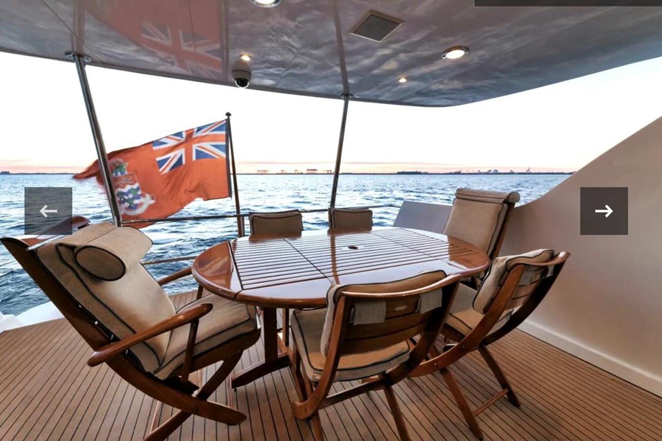 a table and chairs on a deck aboard VITA BREVIS Yacht for Sale
