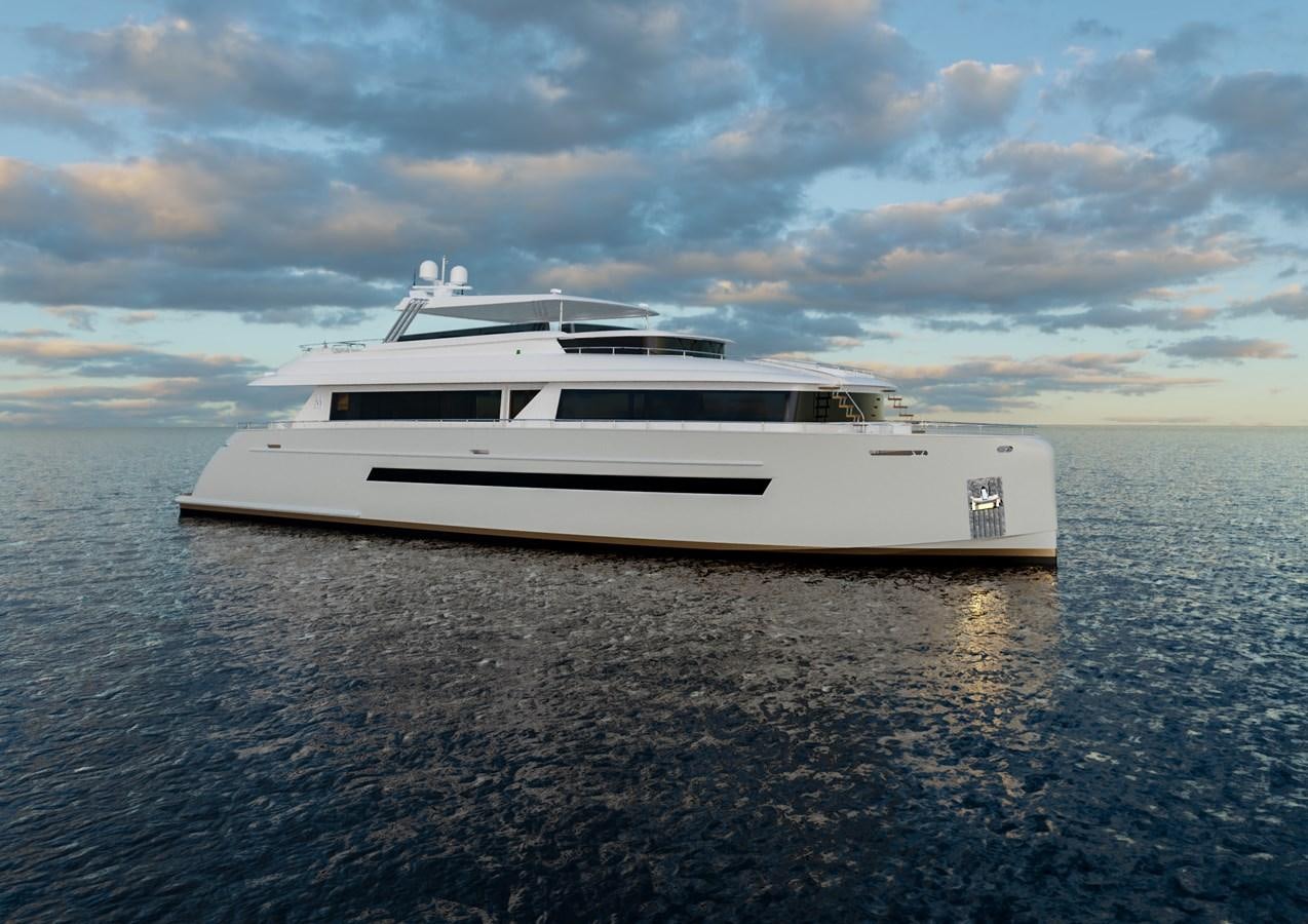 a white yacht in the water aboard STELLARONE AL108 Yacht for Sale