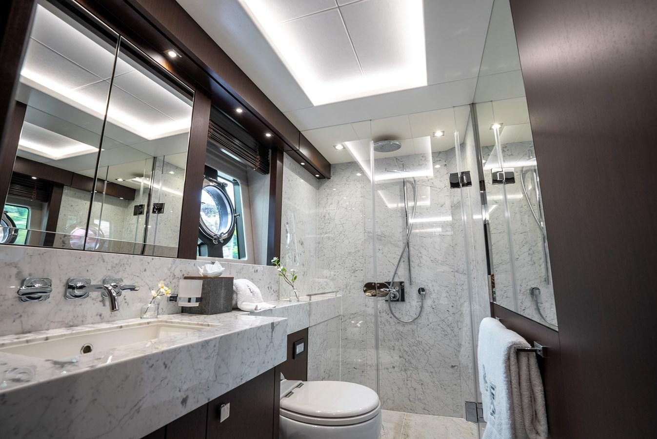 a bathroom with a sink and a toilet aboard F5 Yacht for Sale