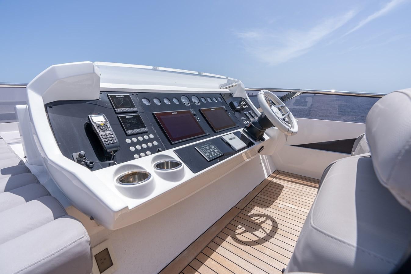 the inside of a car aboard F5 Yacht for Sale