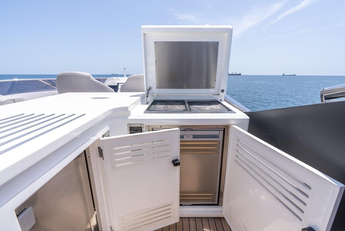 a microwave on a boat aboard F5 Yacht for Sale