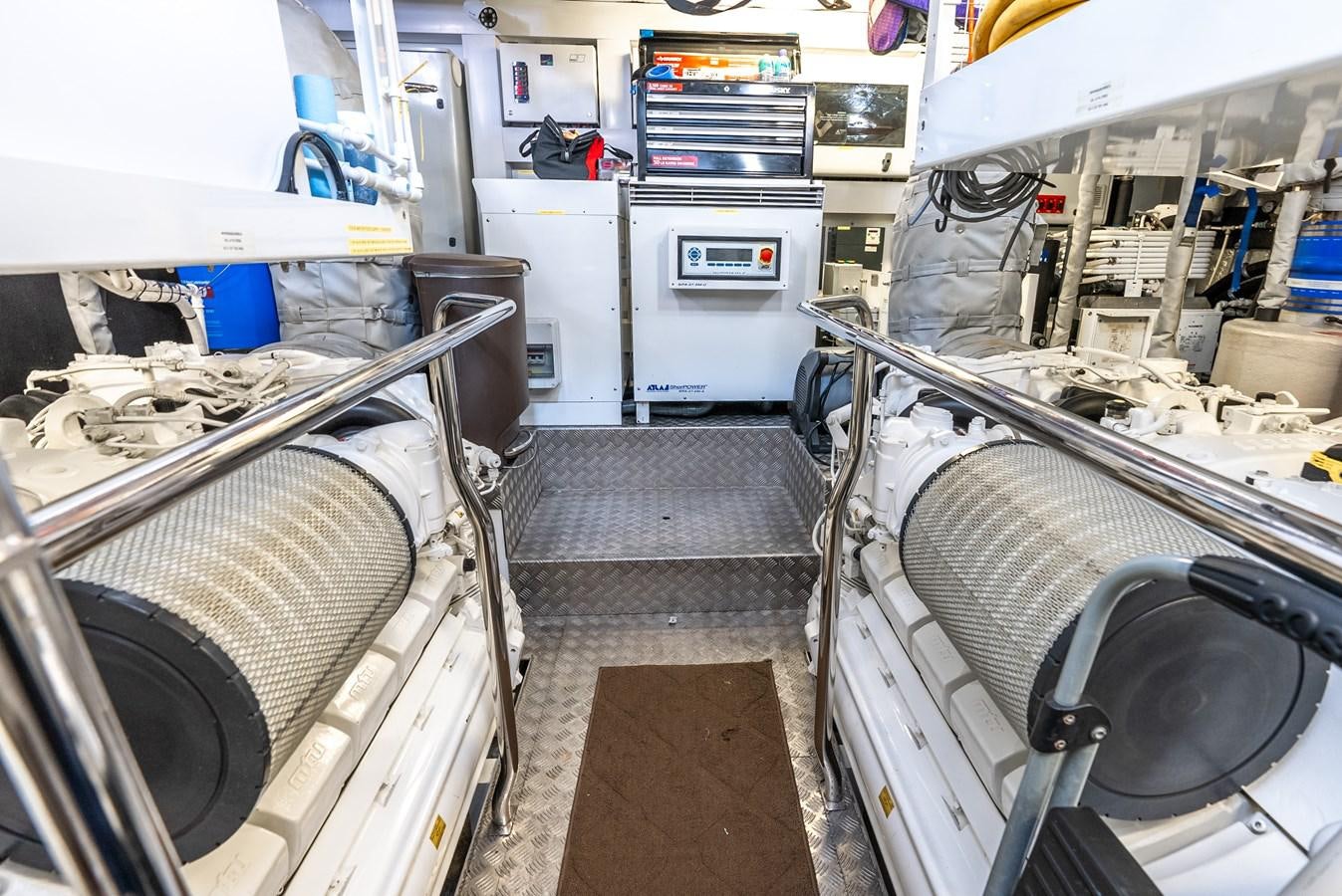 a room with machinery aboard F5 Yacht for Sale