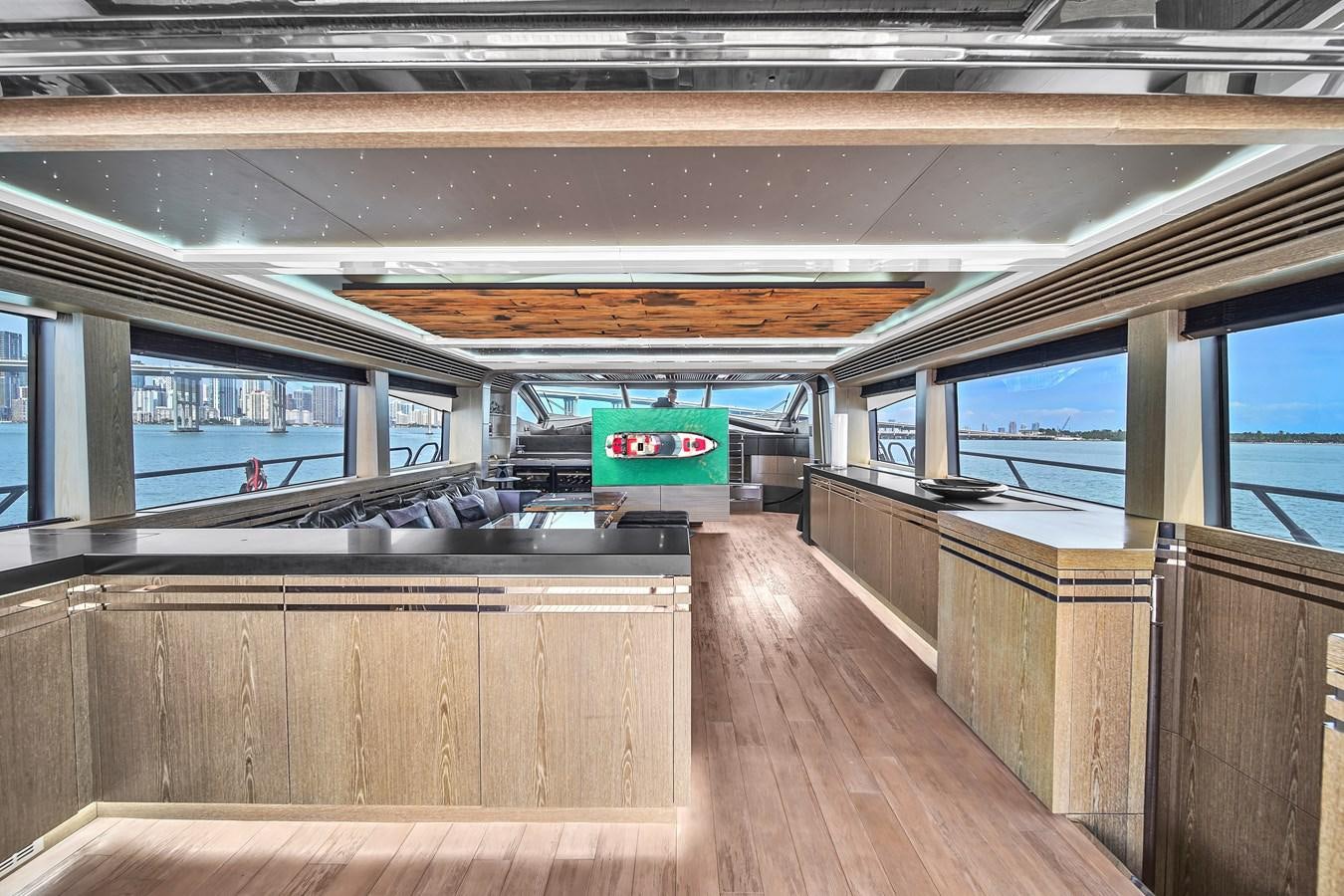 a wood floor in a building aboard SUNSEEKER 115 SPORT YACHT  Yacht for Sale