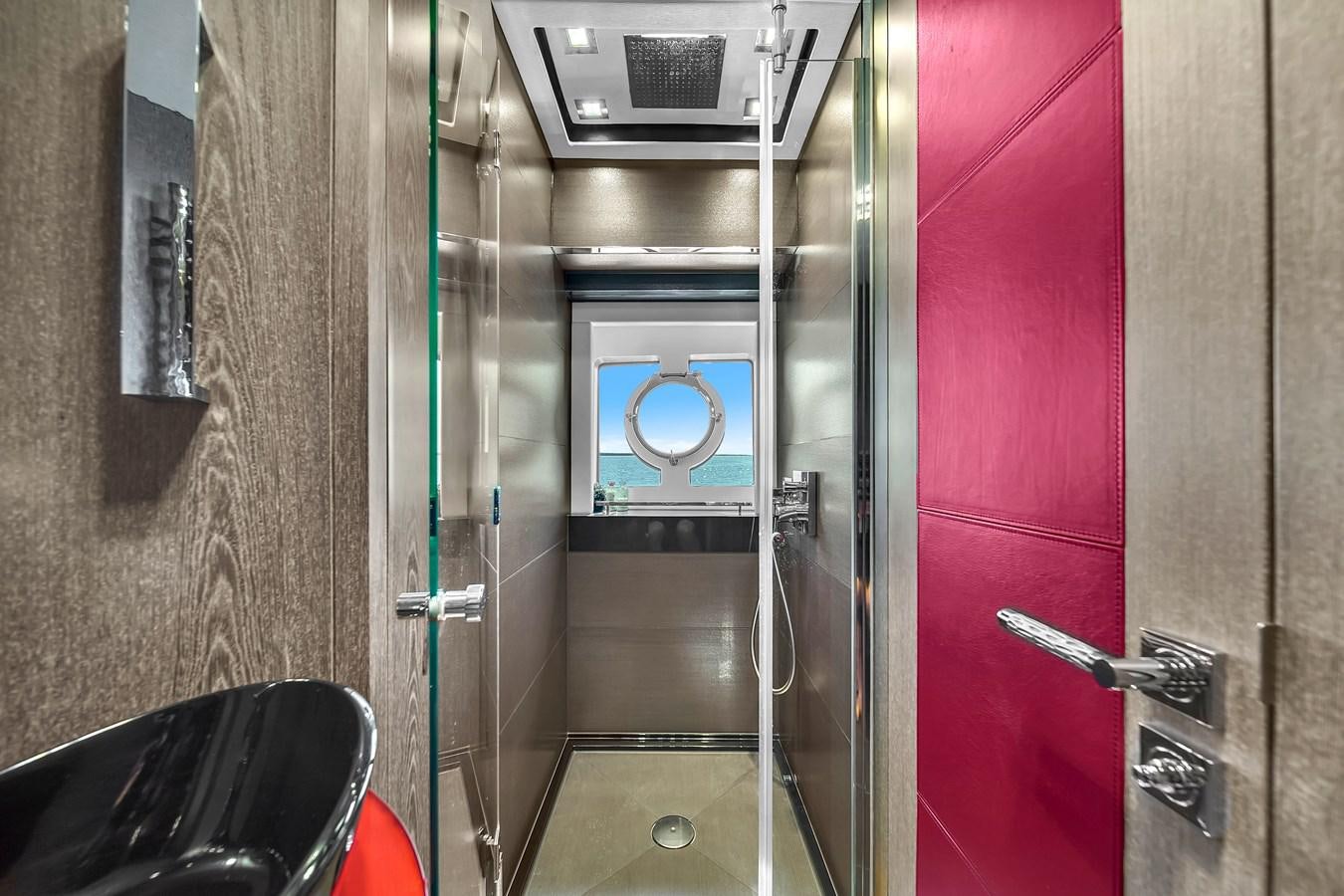 a bathroom with a shower unit aboard SUNSEEKER 115 SPORT YACHT  Yacht for Sale