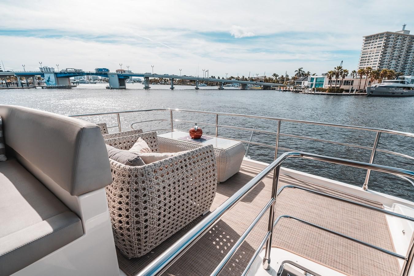 a balcony overlooking a body of water aboard ABSOLUTE 68 NAVETTA Yacht for Sale