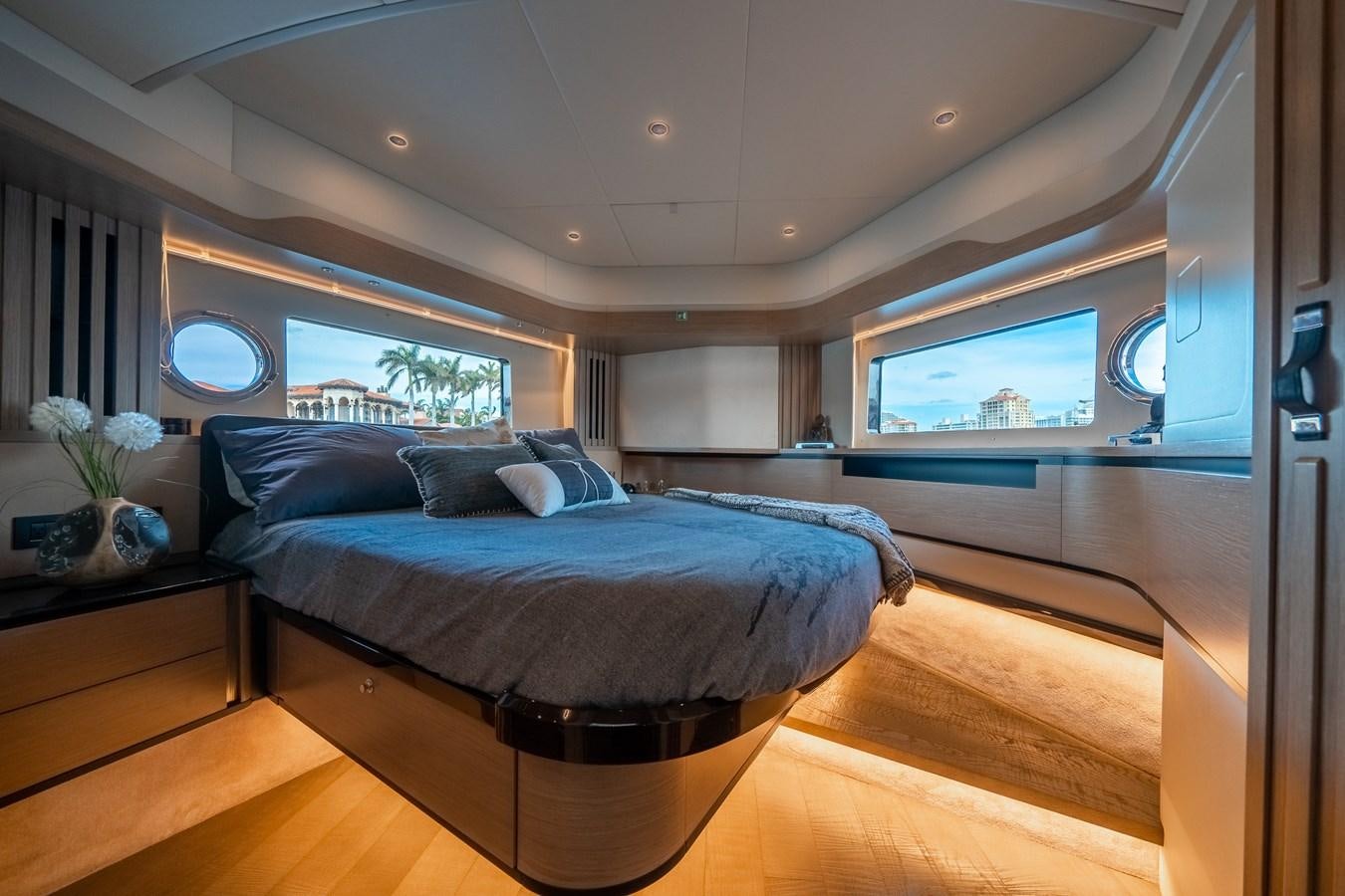 a bed in a room aboard ABSOLUTE 68 NAVETTA Yacht for Sale