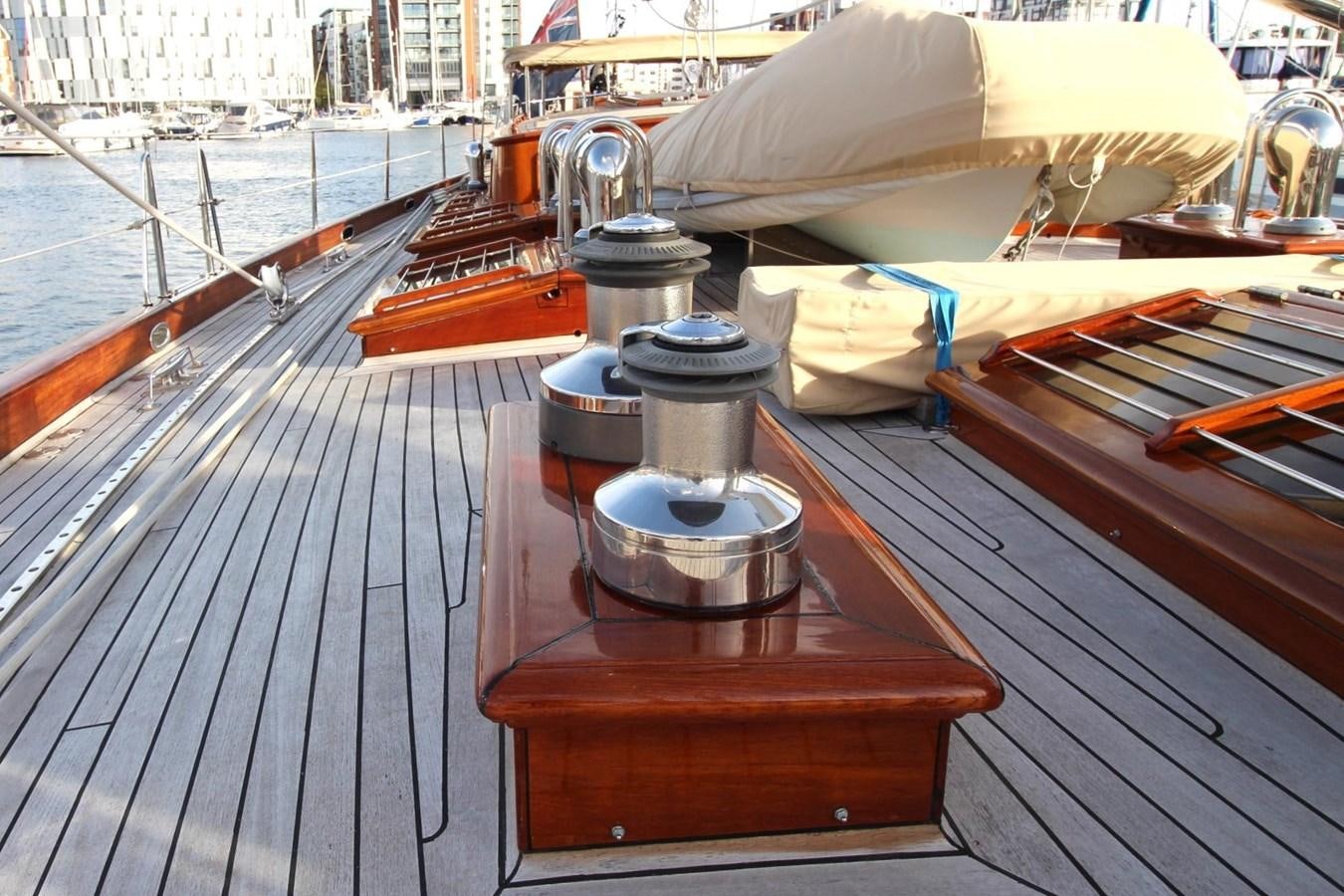 a metal object on a deck aboard BRAVEHEART OF SARK Yacht for Sale