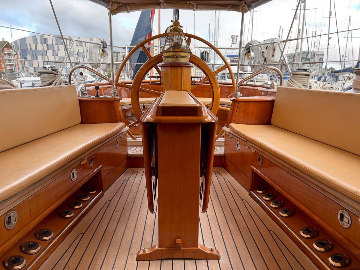 a wooden boat on a boat aboard BRAVEHEART OF SARK Yacht for Sale