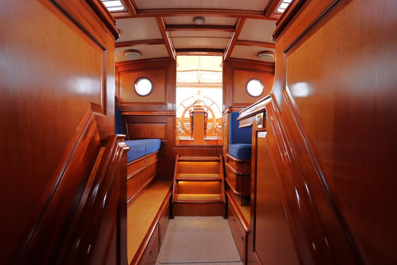 a train with wooden seats aboard BRAVEHEART OF SARK Yacht for Sale