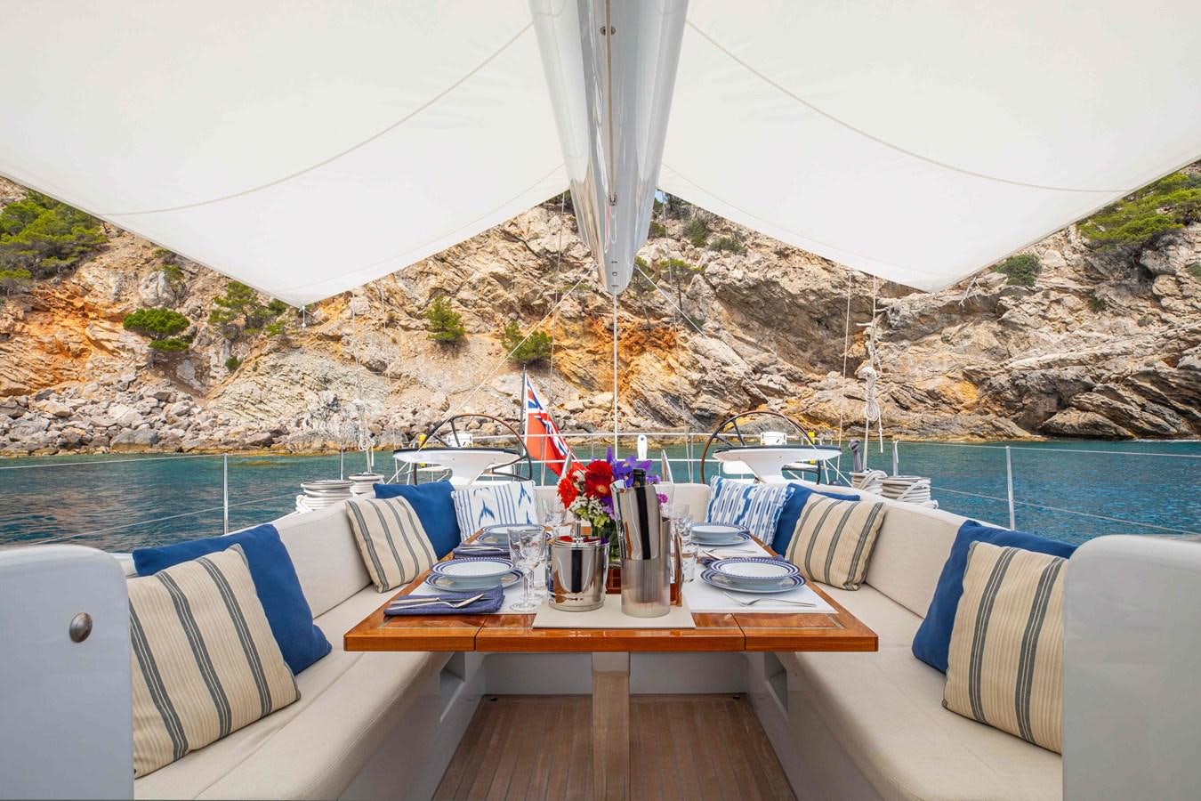 a table on a boat aboard MINI Y Yacht for Sale