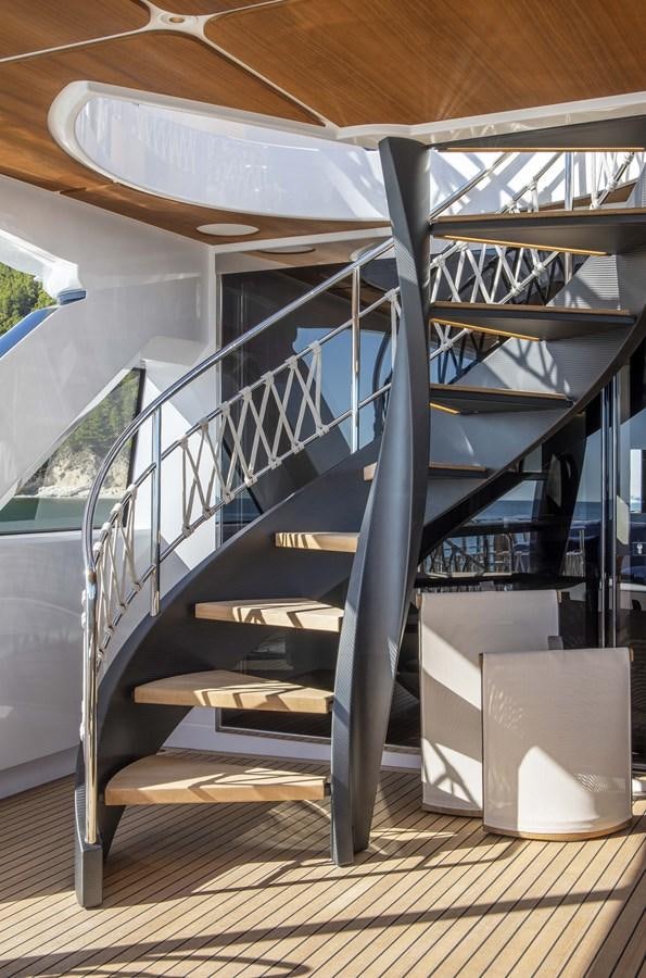 a staircase in a house aboard CUSTOM LINE NAVETTA 33/33 Yacht for Sale