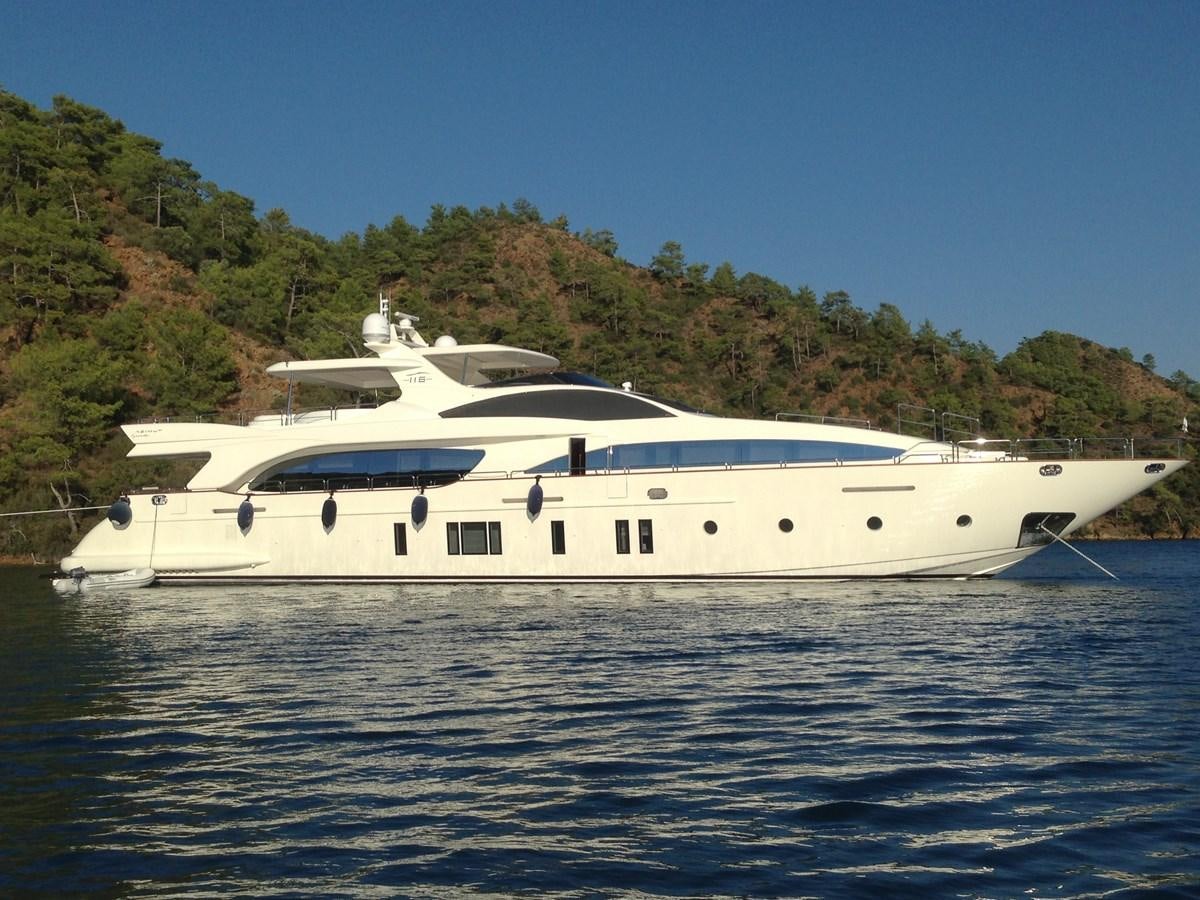 a white yacht on the water aboard AZIMUT GRANDE 116 Yacht for Sale