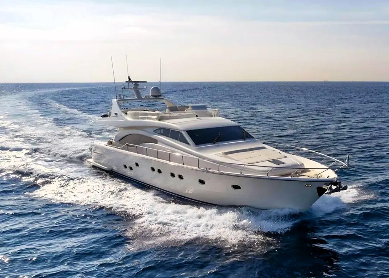 a white yacht on the water aboard GOLDEN EX Yacht for Sale