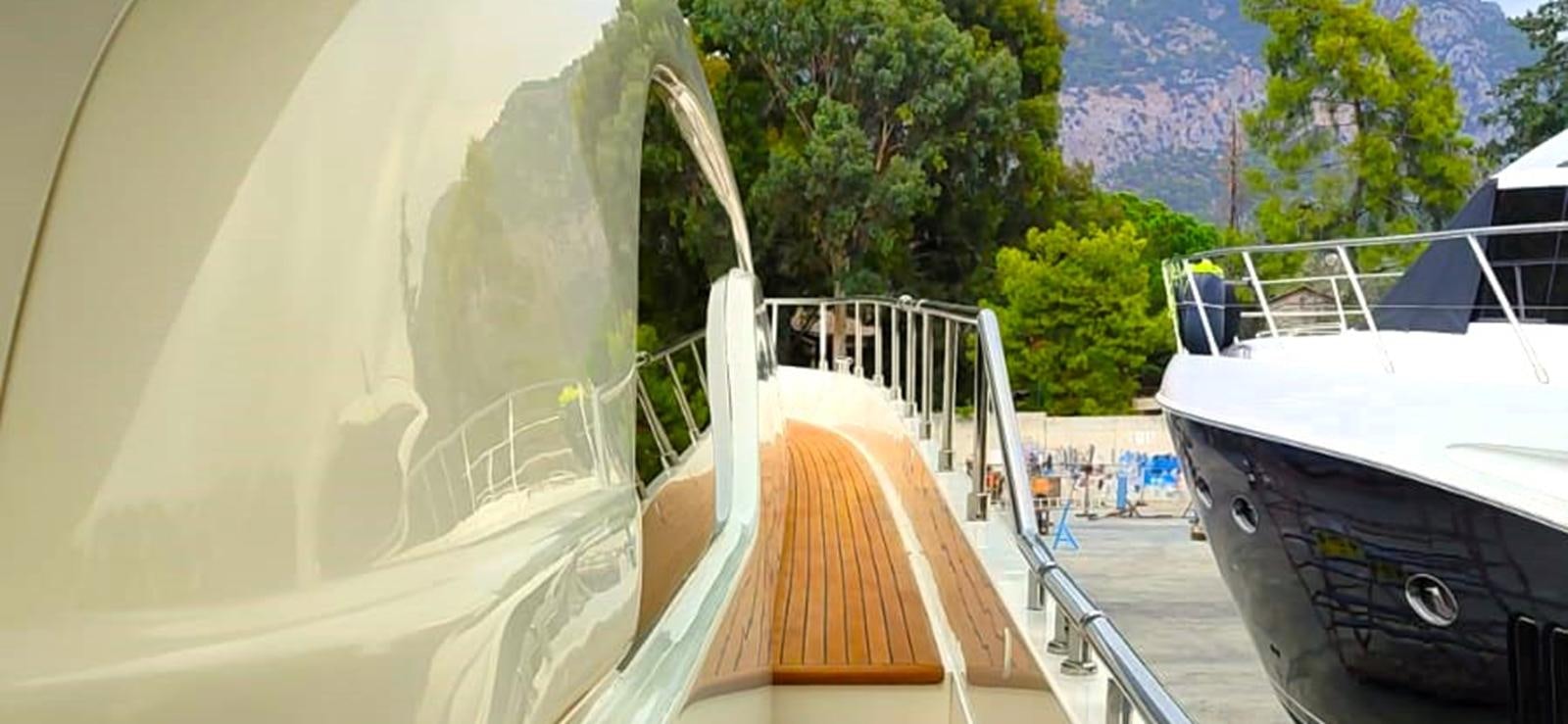 a white bridge over water aboard GOLDEN EX Yacht for Sale