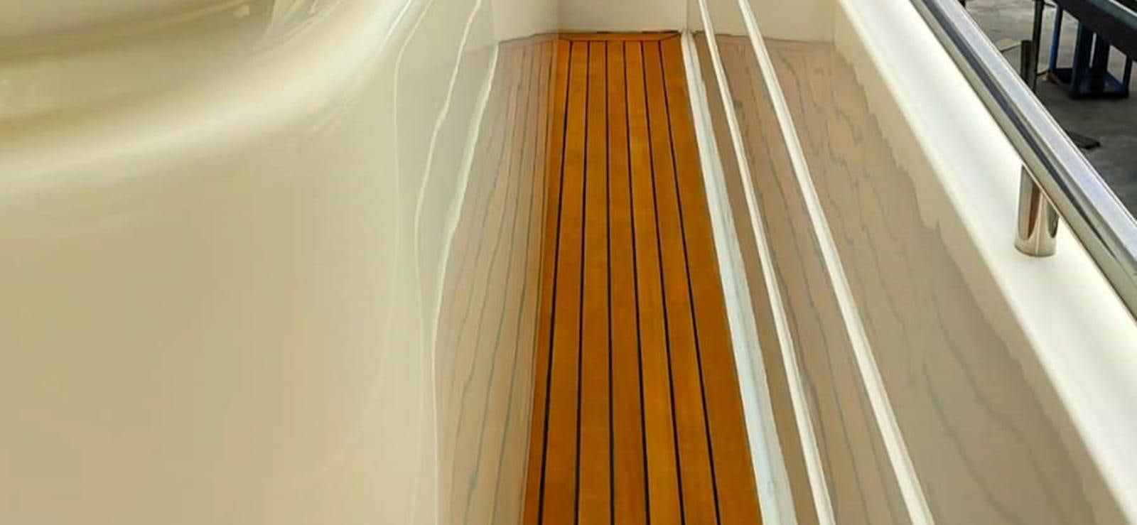 a close-up of a staircase aboard GOLDEN EX Yacht for Sale