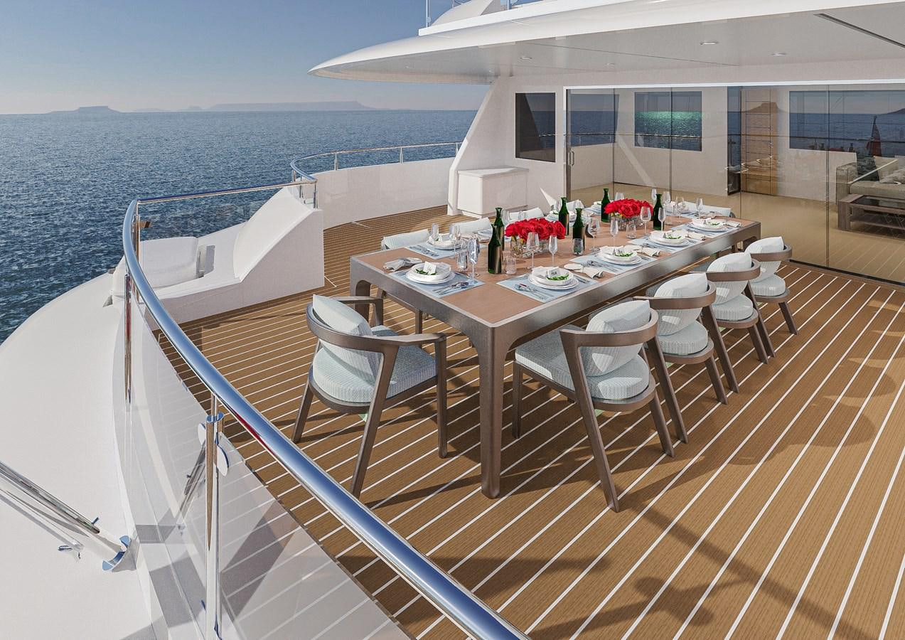 a table on a boat aboard DELETE Yacht for Sale
