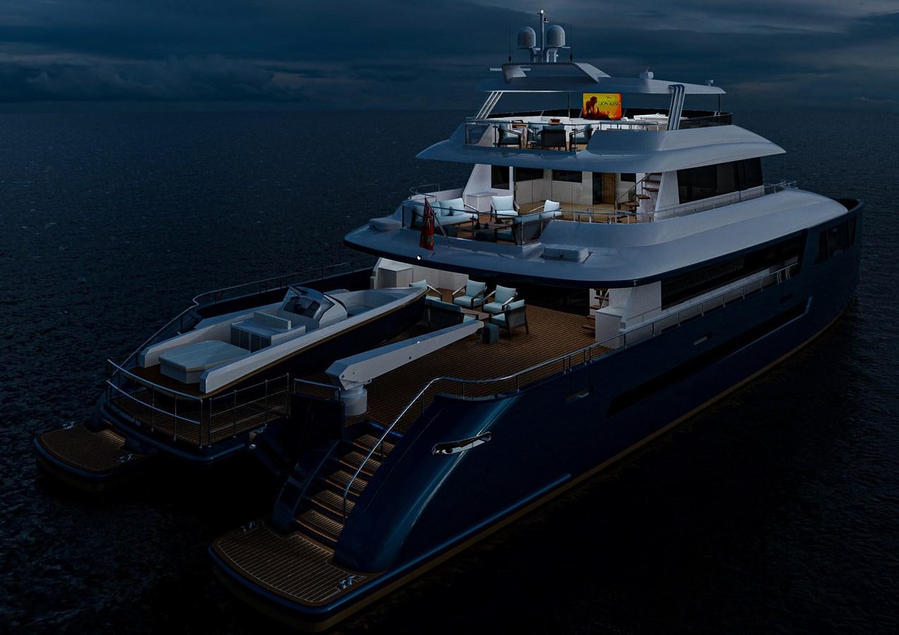 a large boat docked at a pier aboard DELETE Yacht for Sale